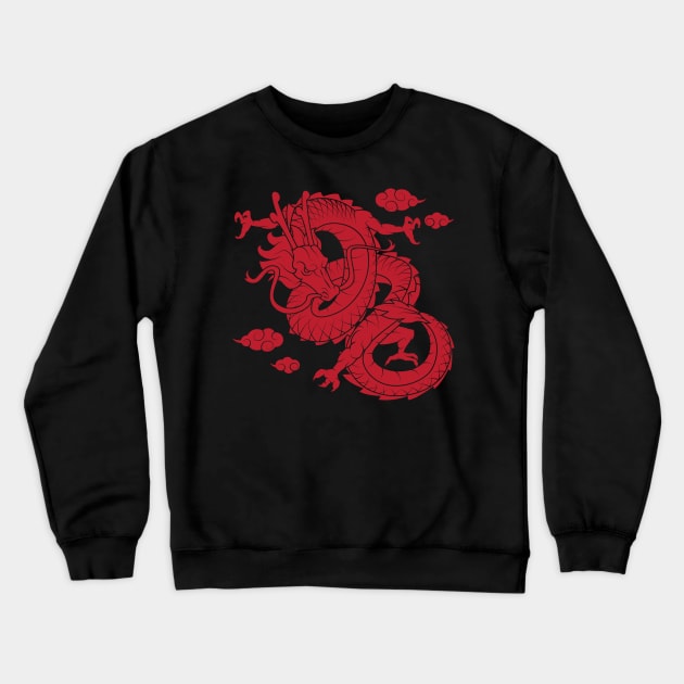 A Red Traditional Chinese Dragon Crewneck Sweatshirt by MaiKStore